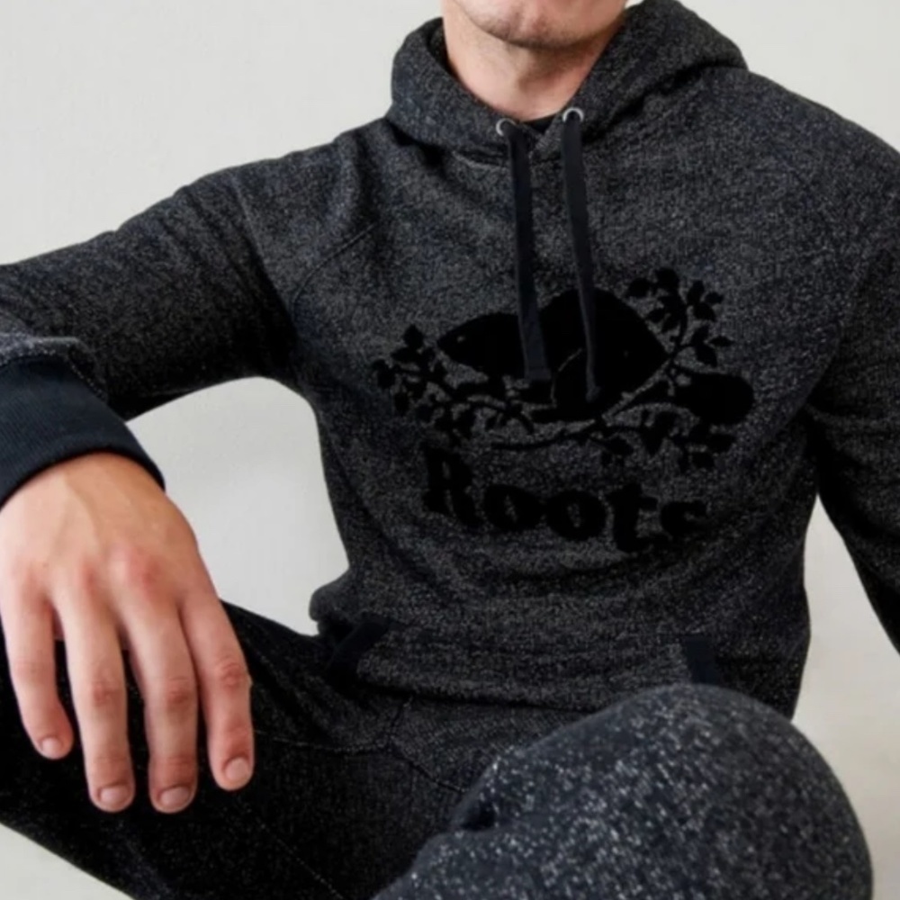 Roots Kanga Salt Pepper Hoodie Sweatpants Track Suit 2 Piece Set Mens Small